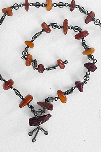 Antique Art Nouveau Silver Amber Fringe Necklace Selected by MARMALADE