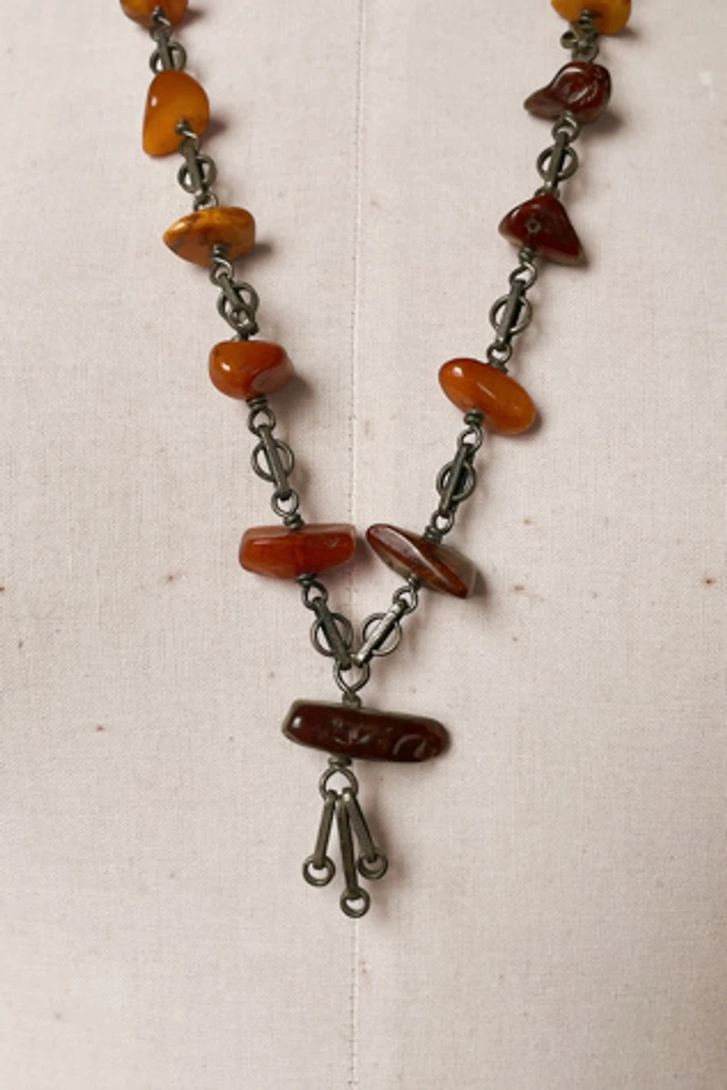 Antique Art Nouveau Silver Amber Fringe Necklace Selected by MARMALADE