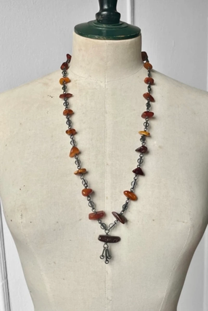 Antique Art Nouveau Silver Amber Fringe Necklace Selected by MARMALADE