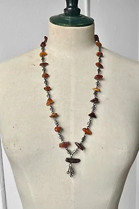 Antique Art Nouveau Silver Amber Fringe Necklace Selected by MARMALADE