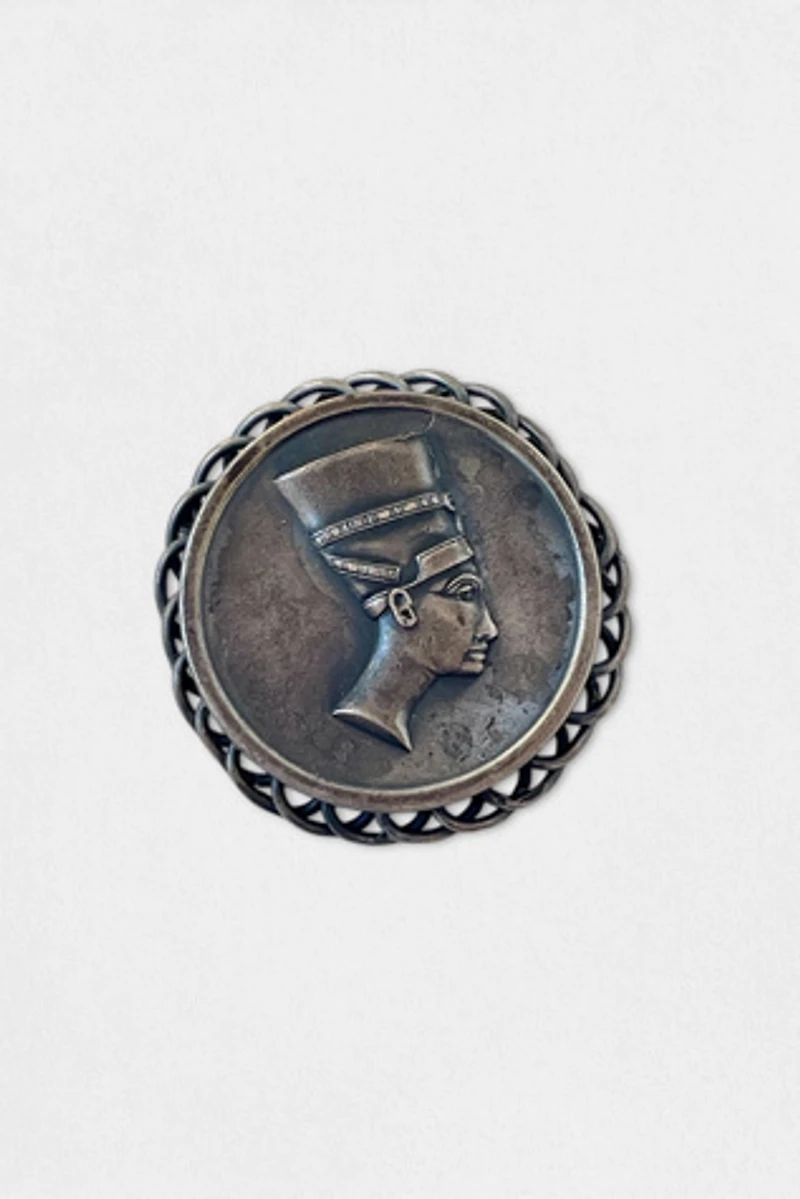 Antique Silver Nefertiti Egypt Souvenir Brooch Selected by MARMALADE
