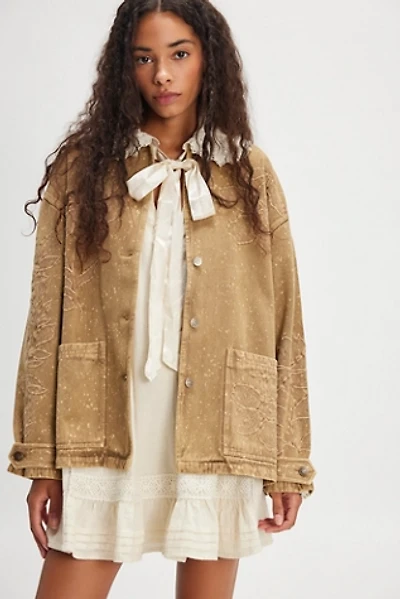Denim and Bone Splatter Barn Jacket