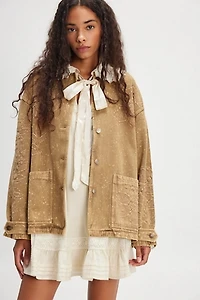 Denim and Bone Splatter Barn Jacket