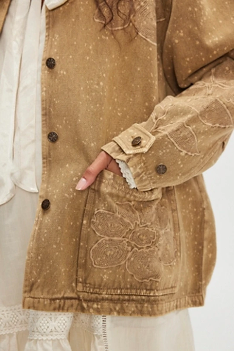 Denim and Bone Splatter Barn Jacket