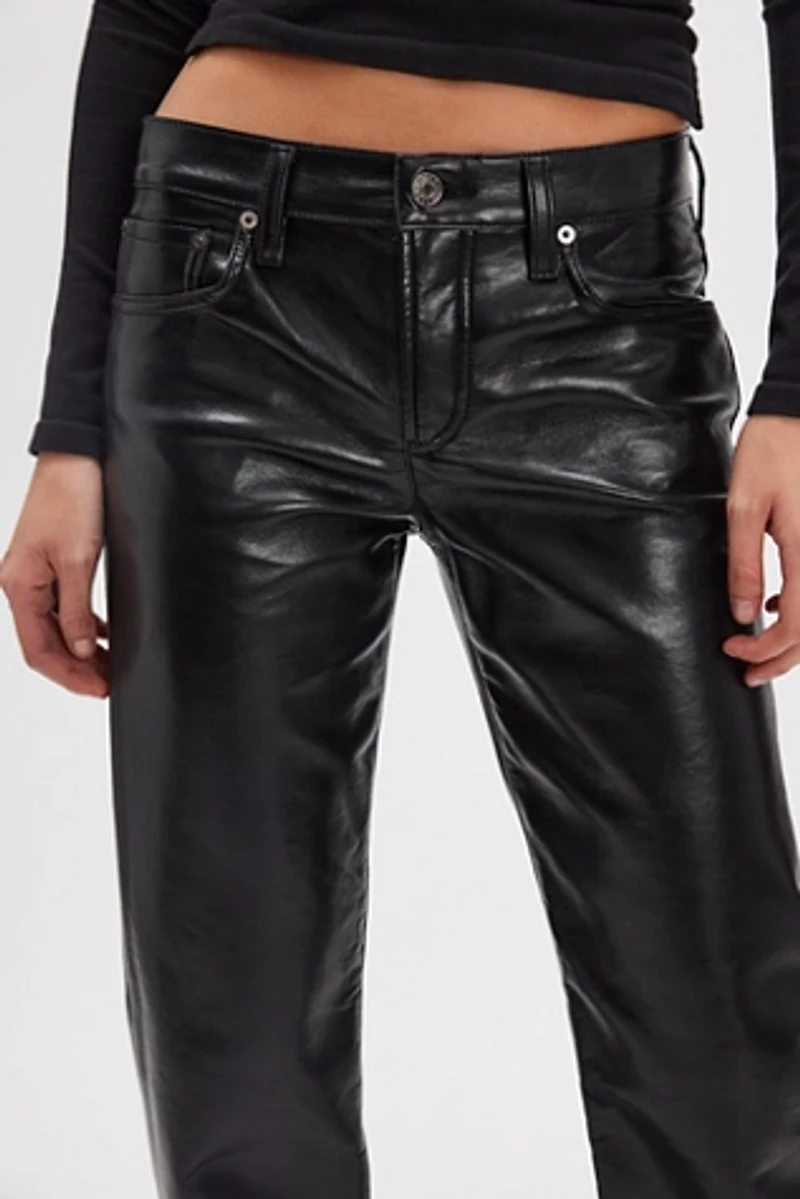 AGOLDE Low Rise Leather Slim Pants