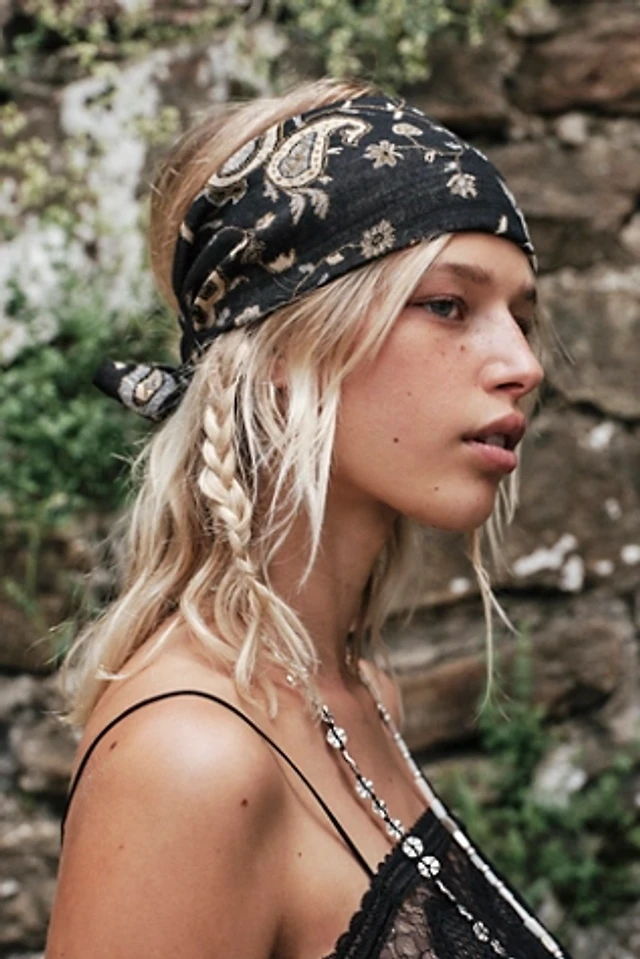 Free People Curried Myrrh Freebird Embroidered Headband Turban in Tan NWT Curried Myrrh | Editorialist main image 3