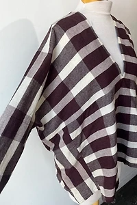 Humanoid Eggplant and White Mixed Gingham Top Selected by The Curatorial Dept.