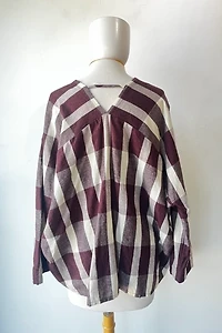 Humanoid Eggplant and White Mixed Gingham Top Selected by The Curatorial Dept.