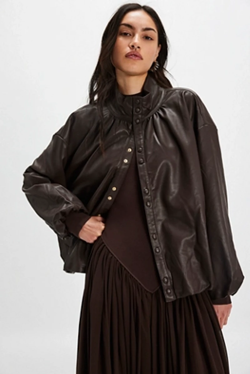 Find Me Now Poof Vegan Leather Jacket