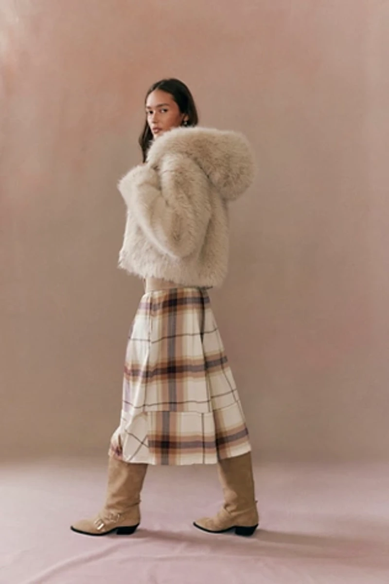 Ivy Puckered Plaid Crop Culotte Pants