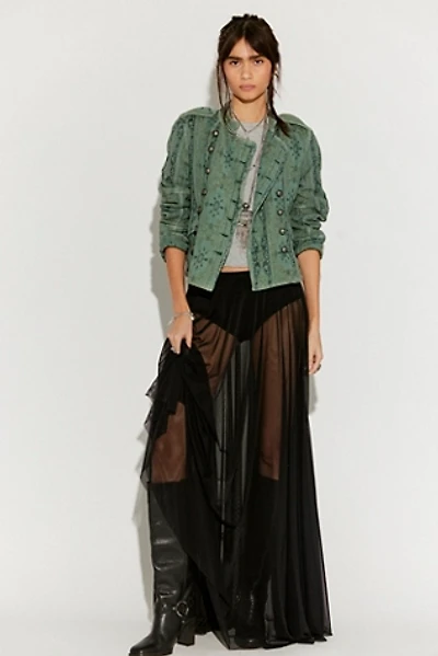 Norma Kamali Flared Sheer Maxi Skirt