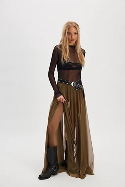 Norma Kamali Flared Sheer Maxi Skirt