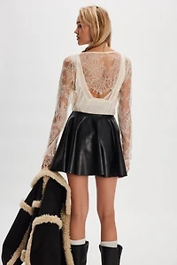 Norma Kamali Flared Vegan Mini Skirt