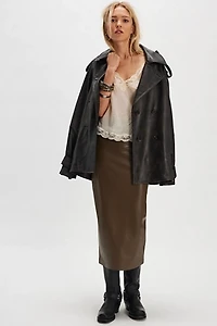 Norma Kamali Straight Vegan Midi Skirt