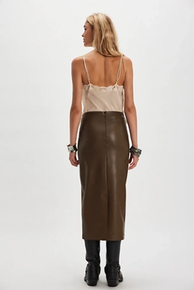 Norma Kamali Straight Vegan Midi Skirt
