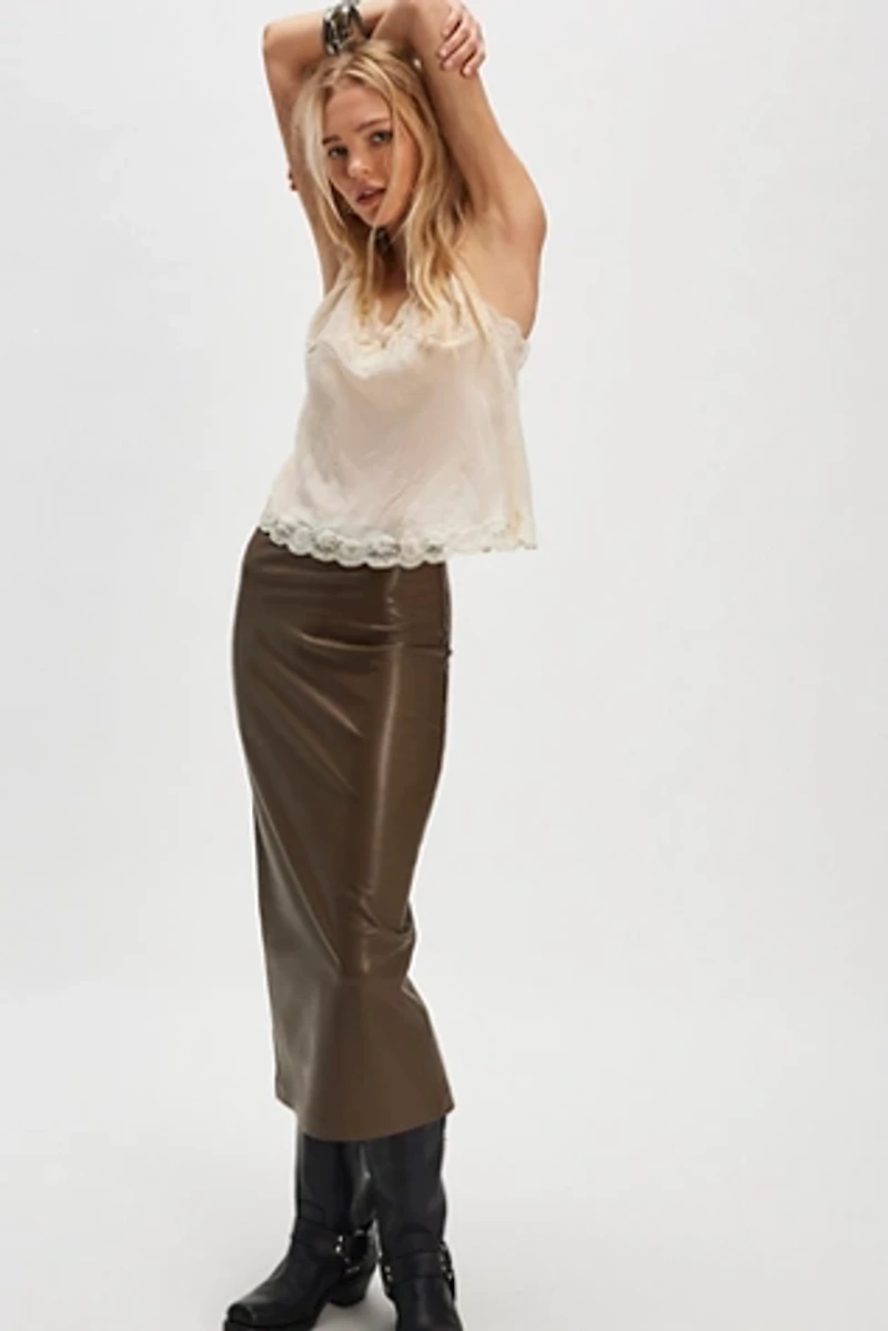 Norma Kamali Straight Vegan Midi Skirt