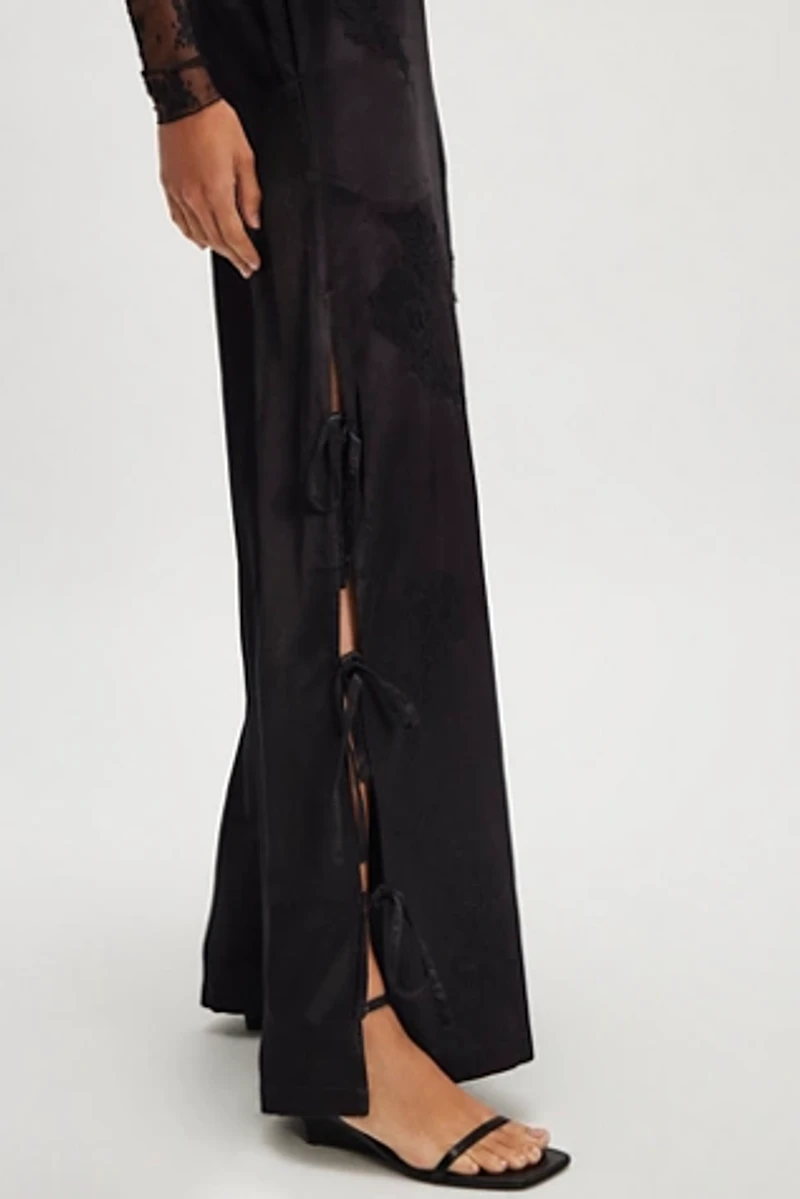 Nigel Preston Satin Lace Side-Tie Pants
