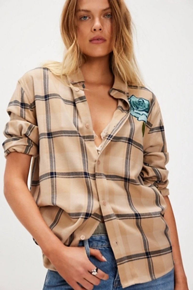 Denim and Bone Botanical Plaid Shirt