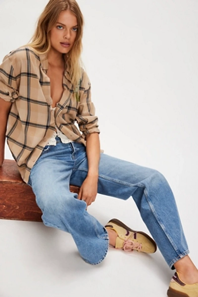 Denim and Bone Botanical Plaid Shirt