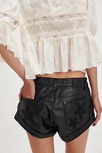 OneTeaspoon Bandits Low-Waist Embellished Leather Shorts