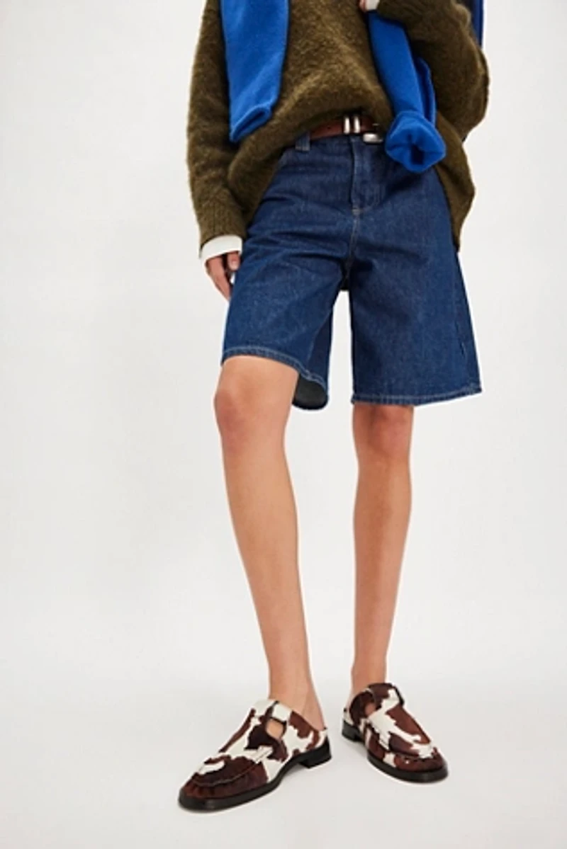 Gianna Cow Buckled Mules