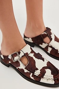 Gianna Cow Buckled Mules