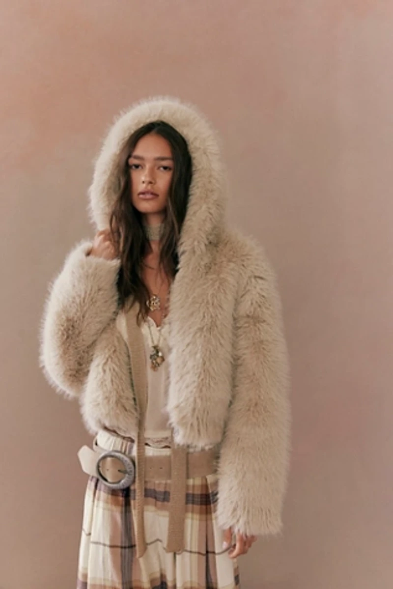 Louder Please Hooded Faux Fur Jacket