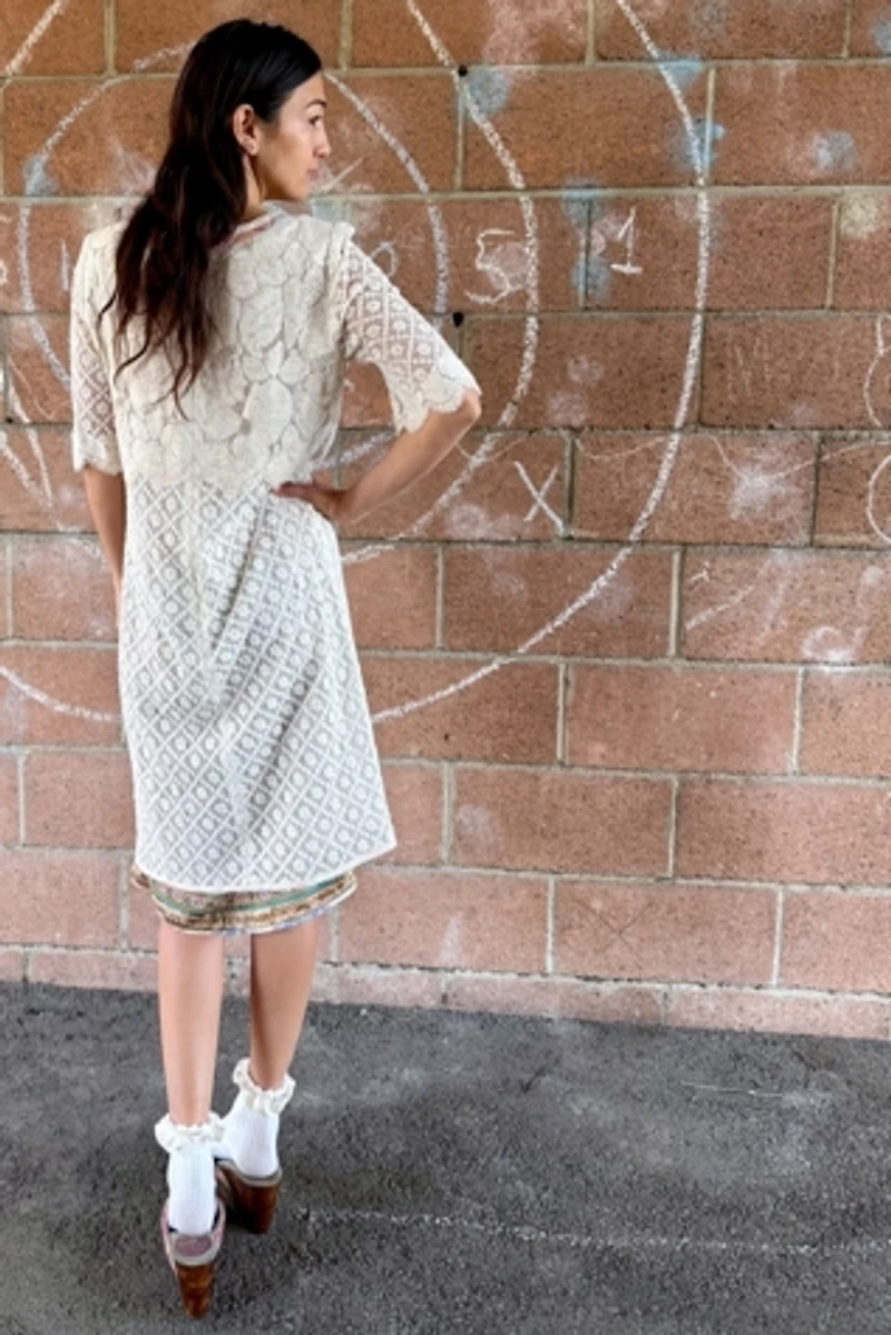 1990s Koos van den Akker Lace Over Silk Shift Dress Selected by Personal Choice