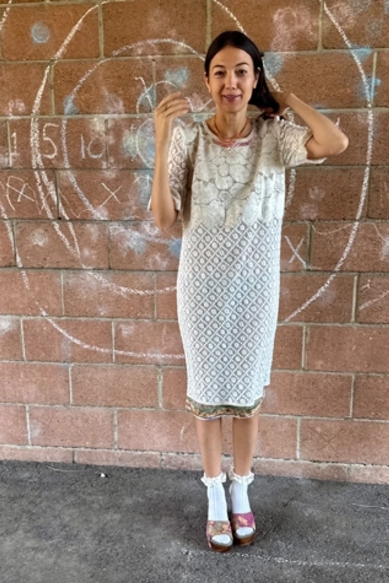 1990s Koos van den Akker Lace Over Silk Shift Dress Selected by Personal Choice