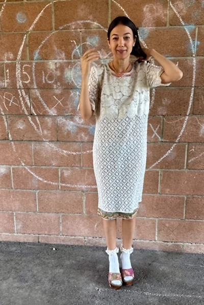 1990s Koos van den Akker Lace Over Silk Shift Dress Selected by Personal Choice