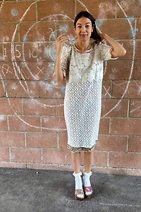 1990s Koos van den Akker Lace Over Silk Shift Dress Selected by Personal Choice