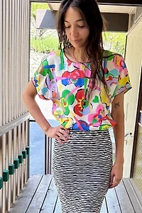 1990s Ungaro Guitars & Hearts Print Top Selected by Personal Choice