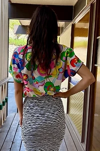 1990s Ungaro Guitars & Hearts Print Top Selected by Personal Choice