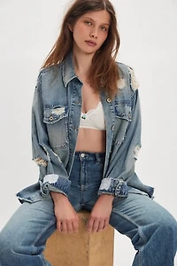 We The Free Distressed Denim Shirt