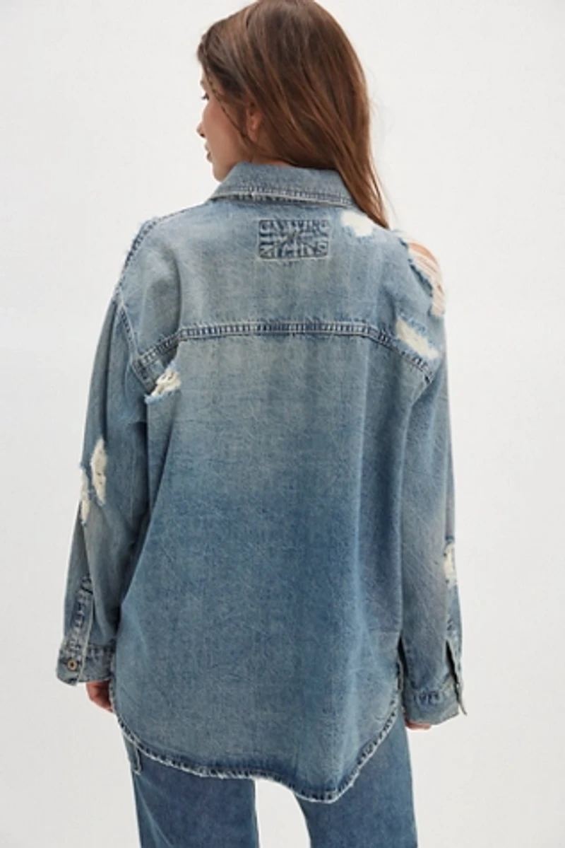 We The Free Distressed Denim Shirt