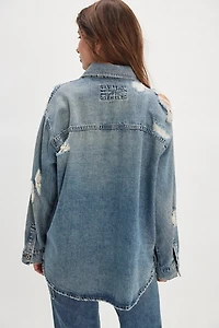 We The Free Distressed Denim Shirt