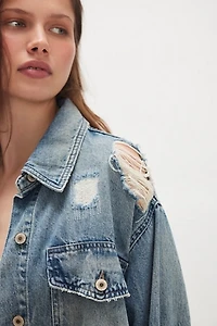 We The Free Distressed Denim Shirt