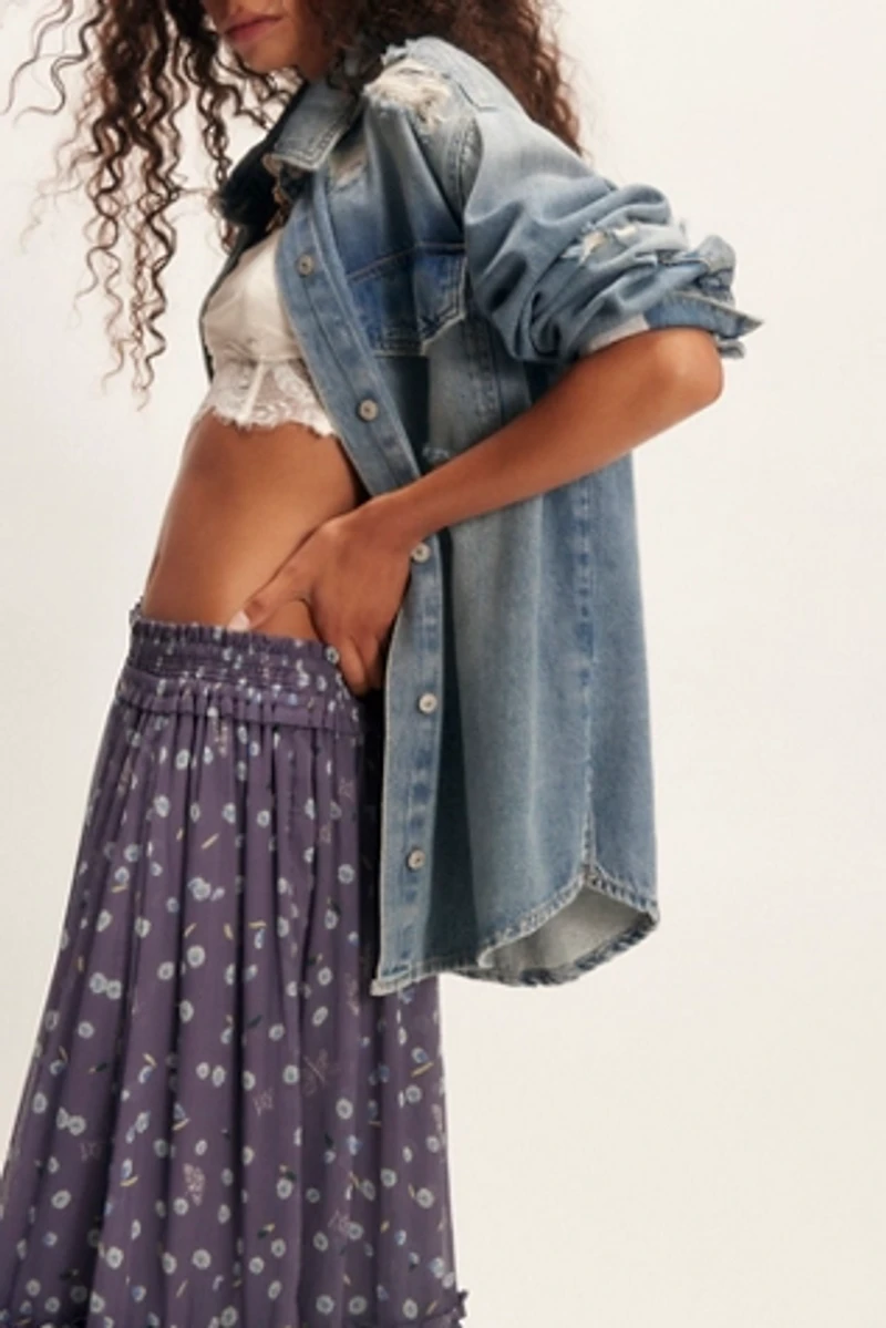 We The Free Distressed Denim Shirt