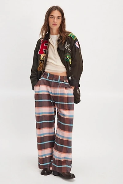 Buckle Back Plaid Trousers