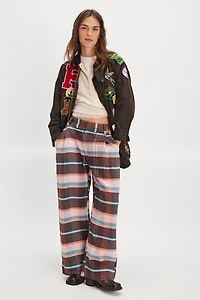 Buckle Back Plaid Trousers