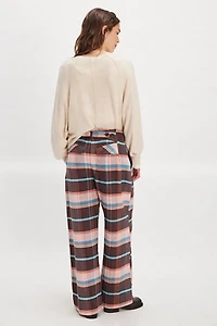 Buckle Back Plaid Trousers