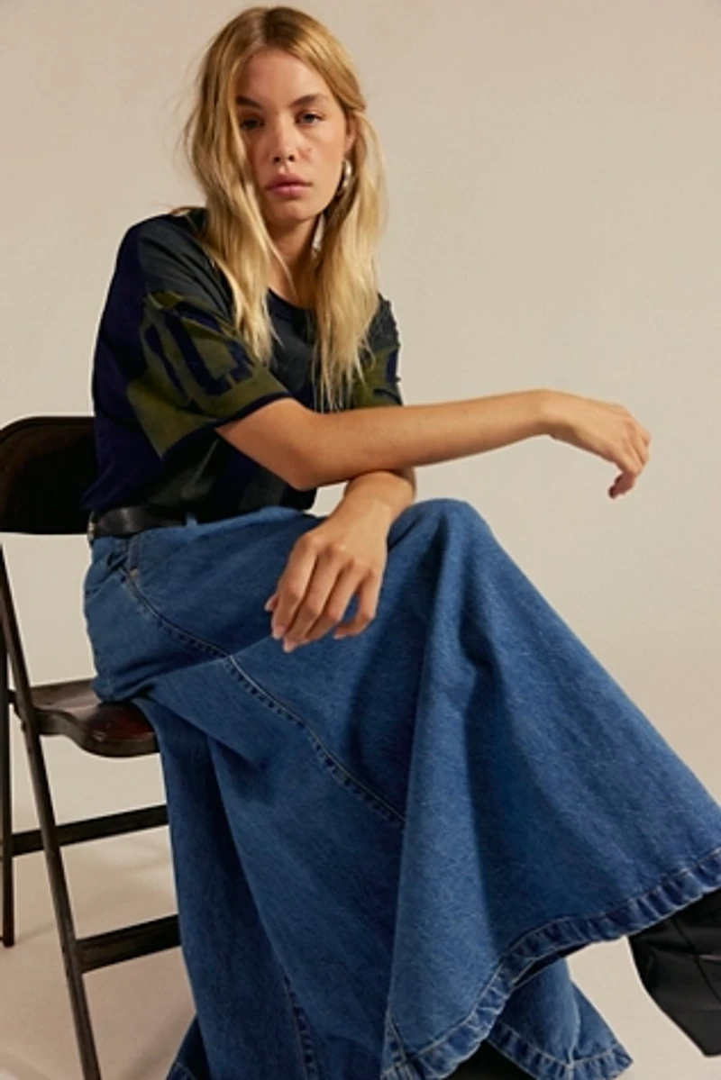 We The Free Sidney Denim Circle Maxi Skirt