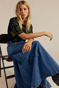 We The Free Sidney Denim Circle Maxi Skirt