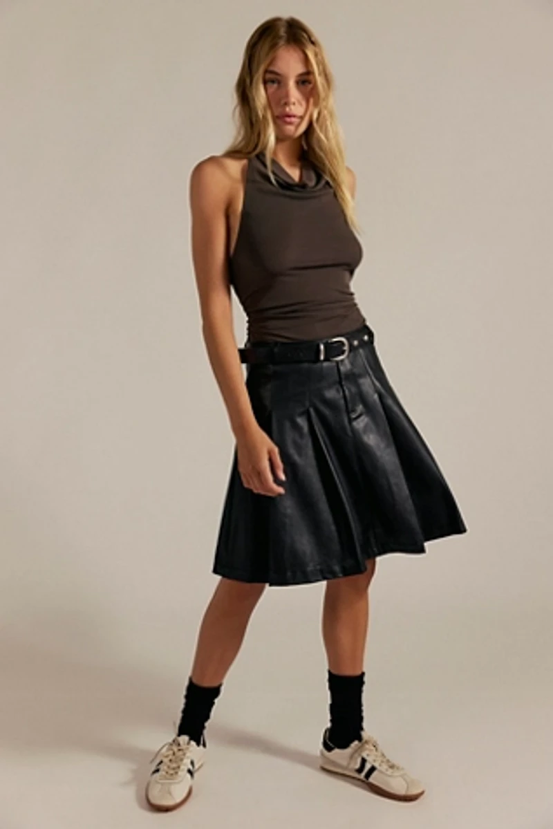 We The Free Vegan Pleated Midi Skirt