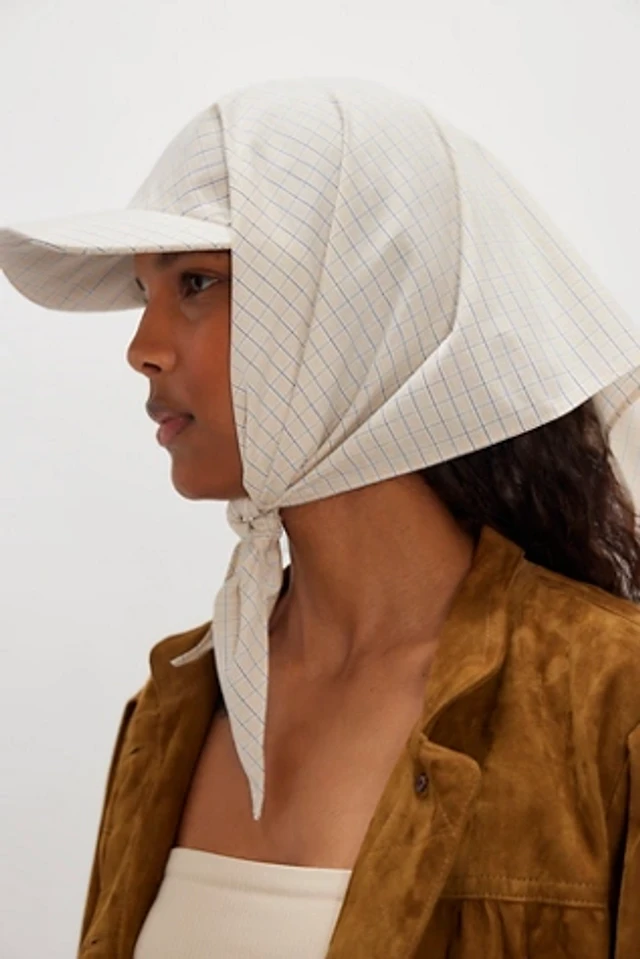 Free People Ellie Brimmed Scarf Hat in Beige Pinstripe NWT clyde-designer-Beige-Pinstripe  main image 4