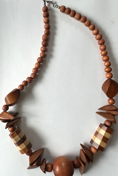 Vintage Carved Wood Statement Necklace Selected by Grievous Angel Vintage