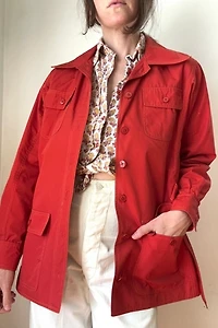Vintage 1970s Red Cotton Jacket Selected by Grievous Angel Vintage