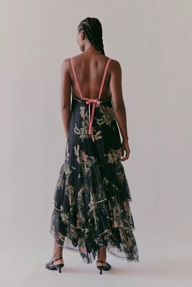 chinese dress ladies Free People Womens Under The Moonlight Floral Tie-Back Maxi Dress Red 0 at  Amazon Women's Clothing store main image 0