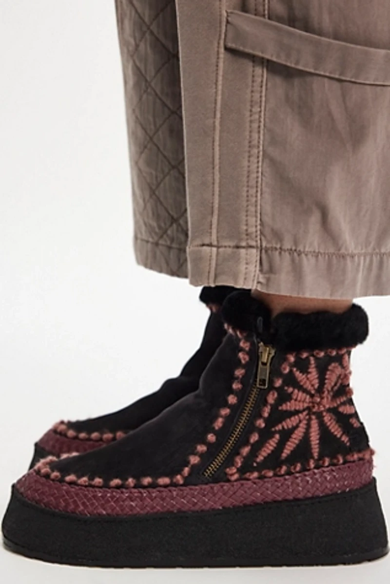 Setsu Platform Floral Stitched Boots