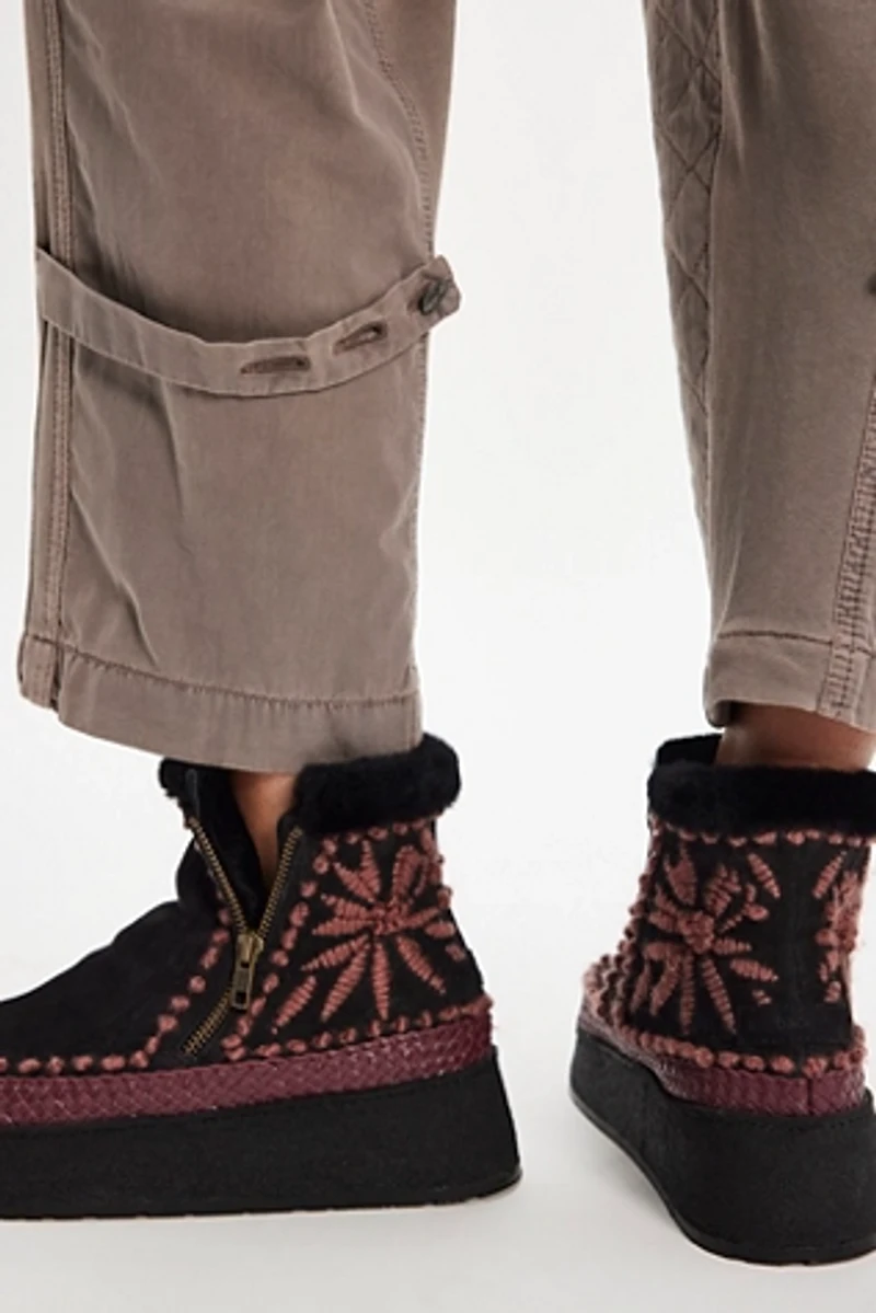 Setsu Platform Floral Stitched Boots